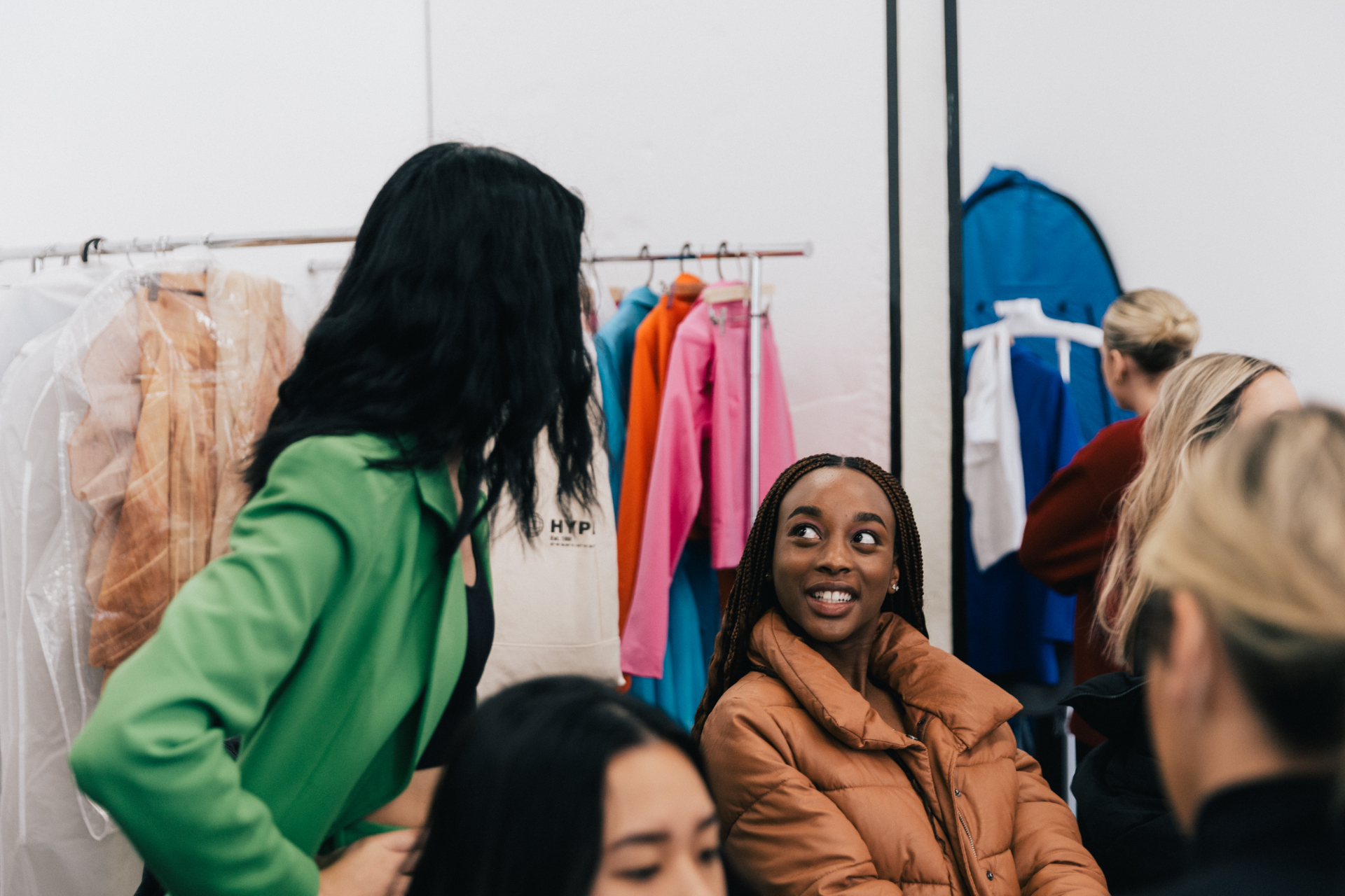 Conversation between talent and team backstage