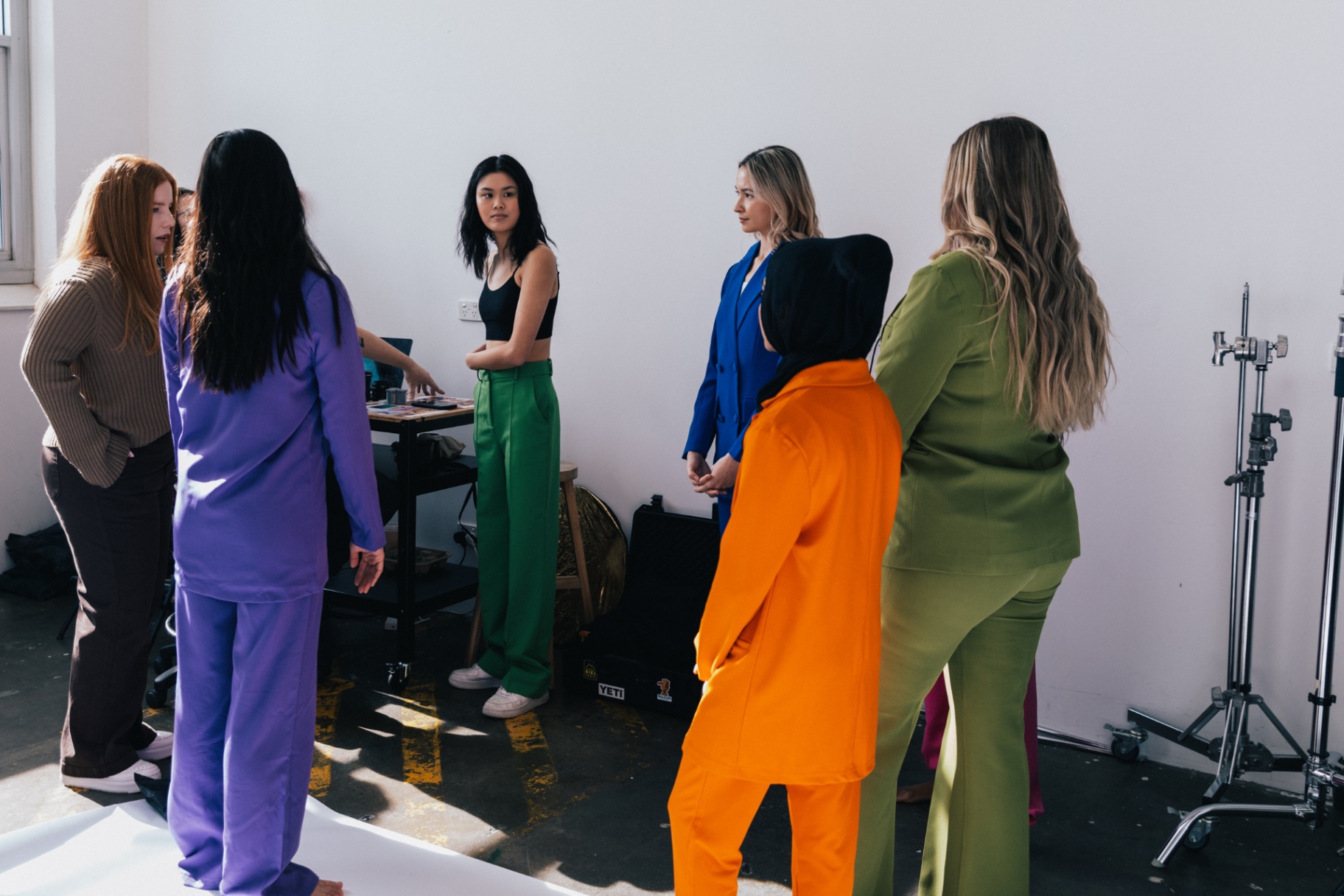 Creative team planning the studio shoot