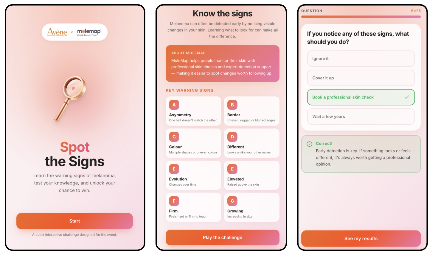 Avène × MoleMap event app