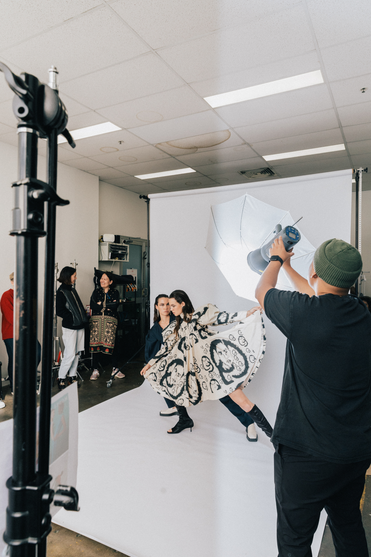 Studio fashion shoot in progress
