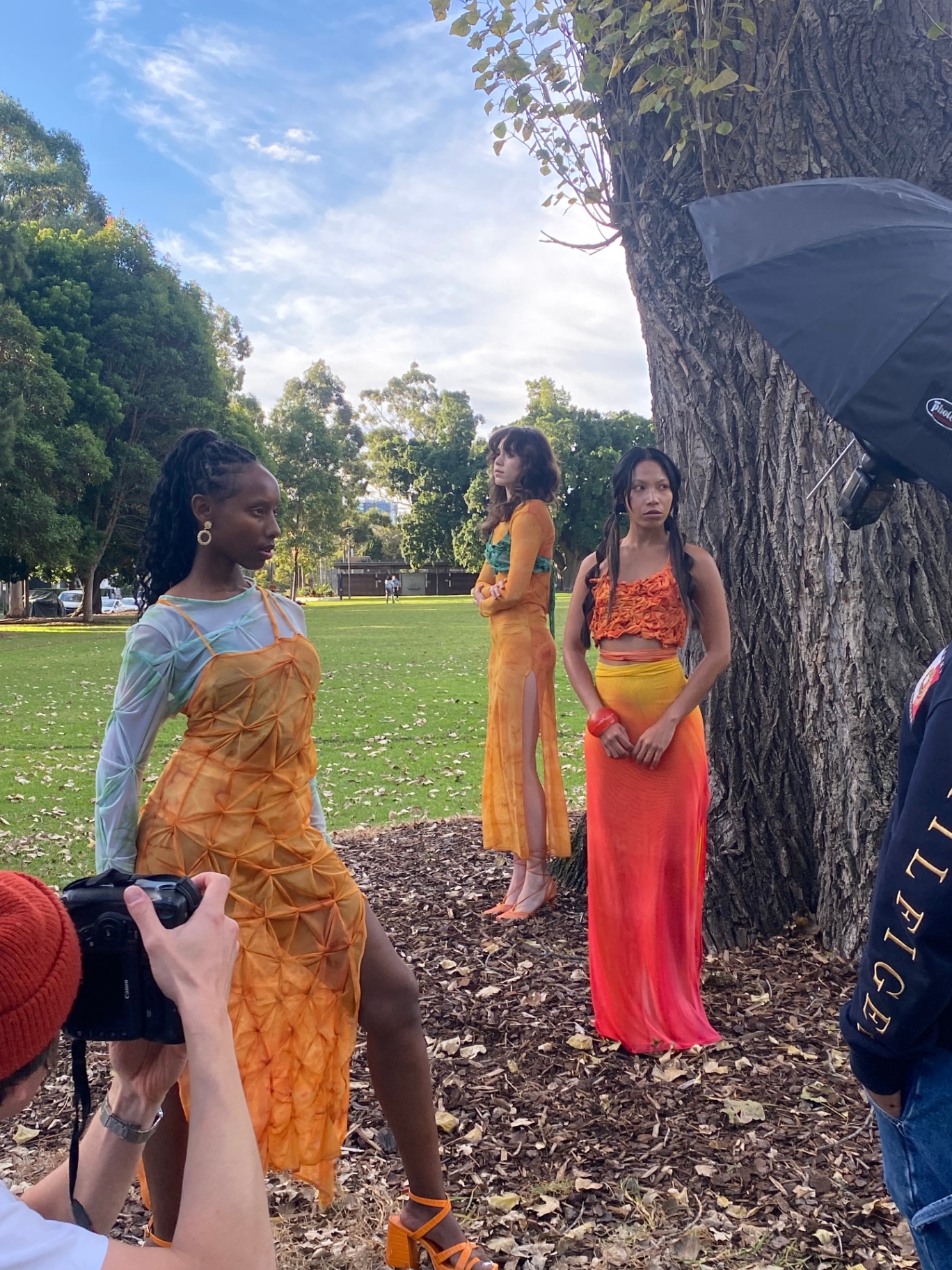 Outdoor editorial shoot behind the scenes