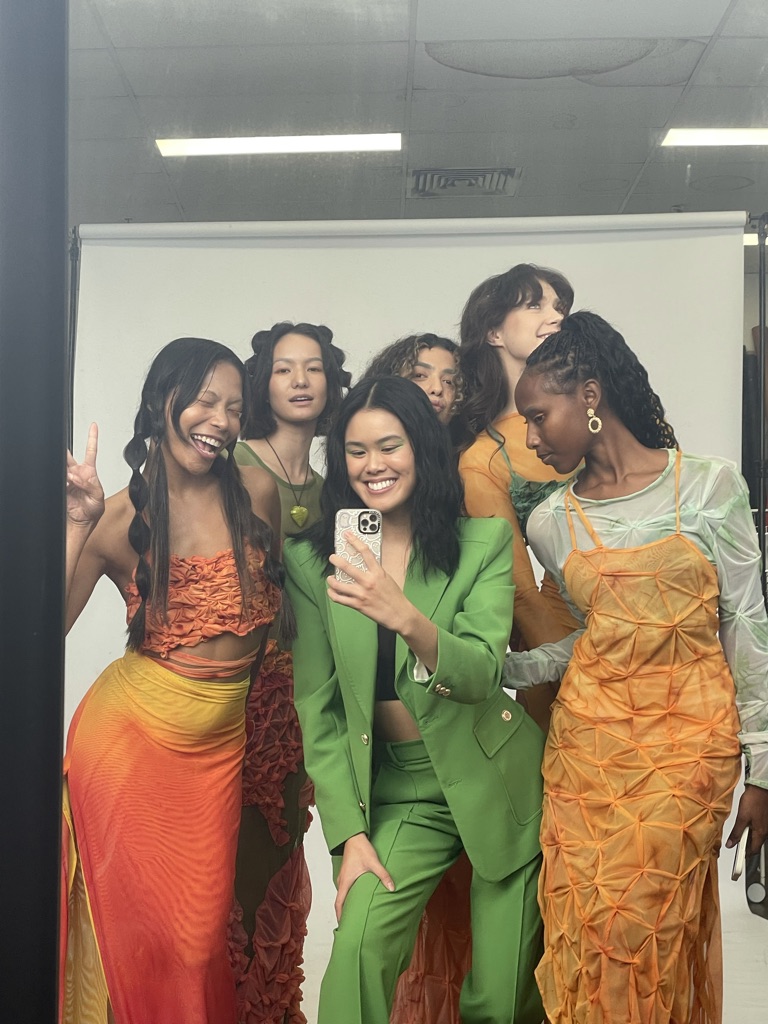 Mirror selfie with the styling team backstage